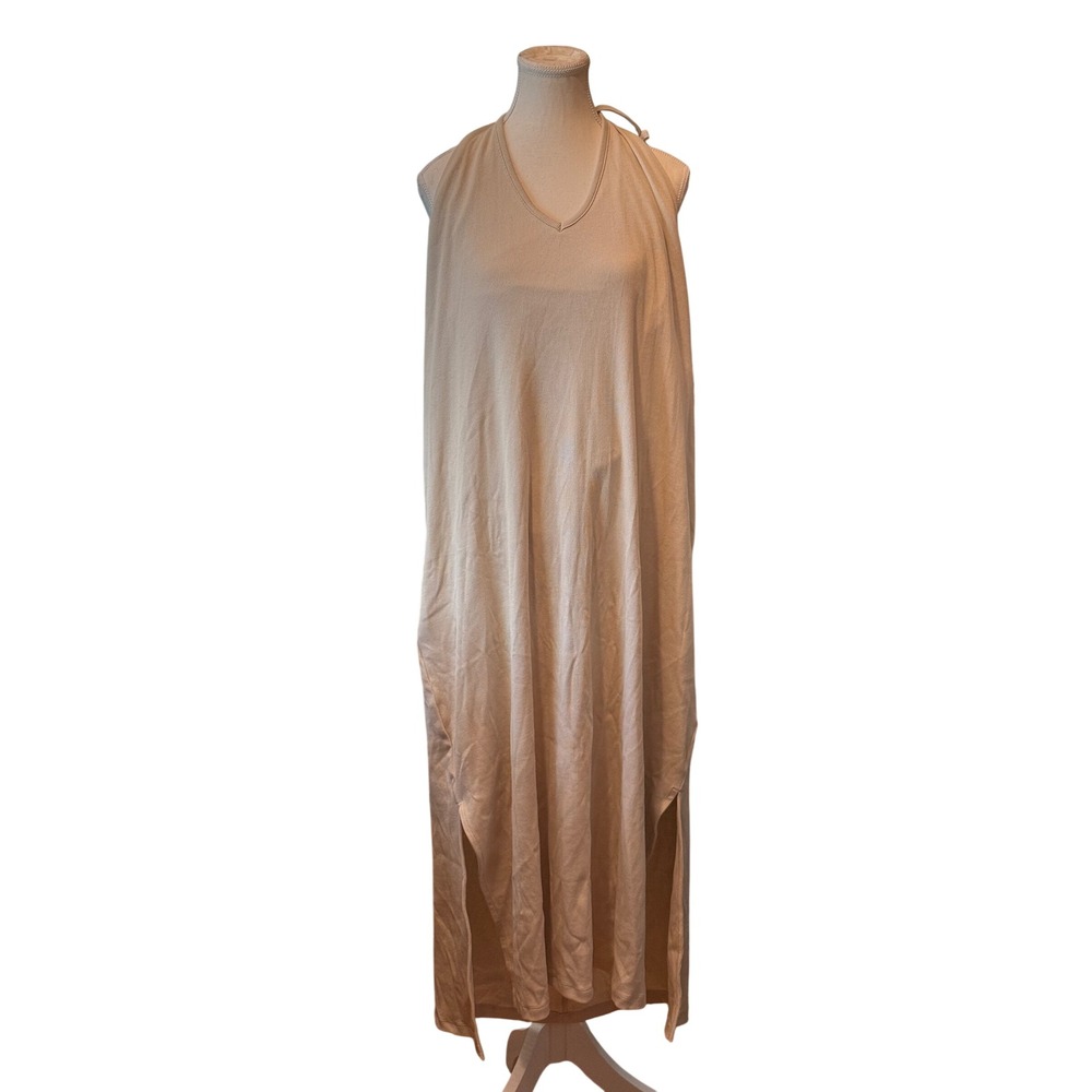 Old Navy Womens 4X Wishbone Beige Ribbed Halter V-Neck Maxi Dress with Shelf Bra